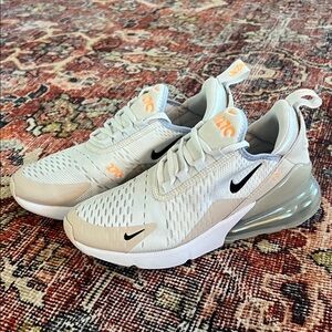 Nike Air Max 270 White and Tan Sneakers